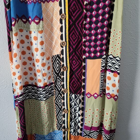 Anthropologie Women's Boho Patchwork Sleeveless Dress festival wear - Picture 13 of 13